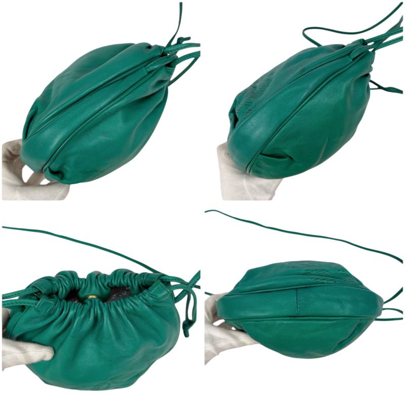 Loewe Mini Shoulder Bag Nappa Leather Green Anagram Logo Pochette Drawstring