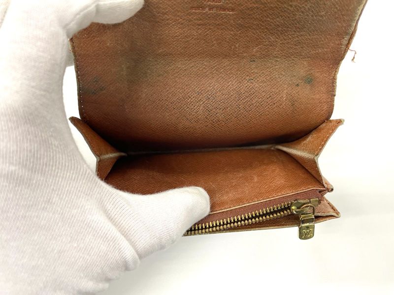 Louis Vuitton Monogram Porte Monet Zip Fold Wallet M61735 Brown Made In France