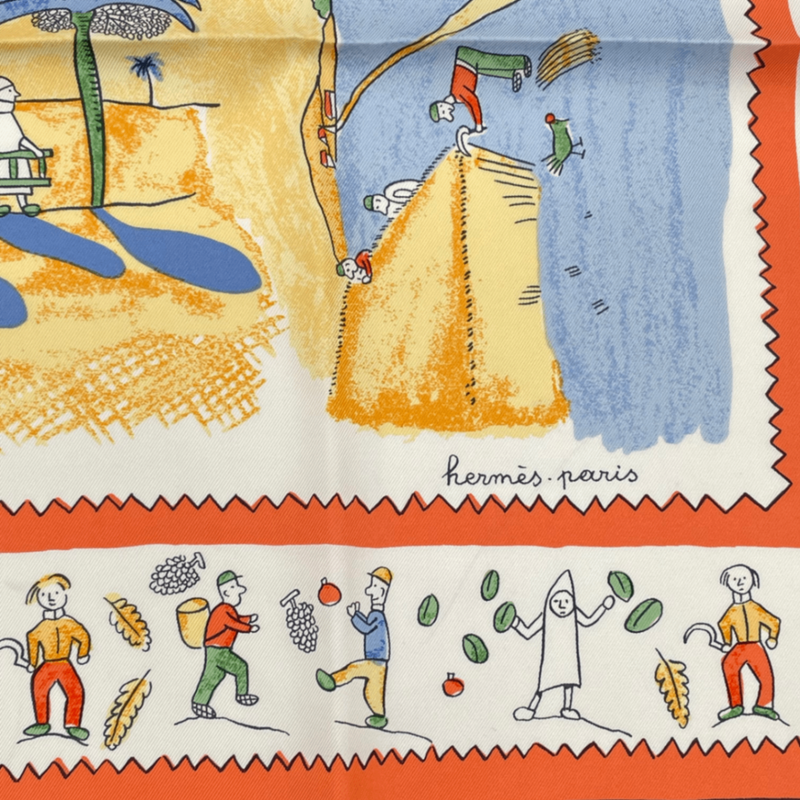 Hermes Carre 90 RE TOUR A LA Terre Homeward Bound Yellow 100% Silk Scarf