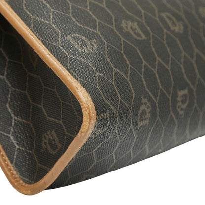 Dior Honeycomb Black Brown PVC Leather Women's Dior