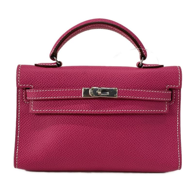 Hermes Handbag Tiny Kelly Rose Tillian Outside Stitching/silver Hardware