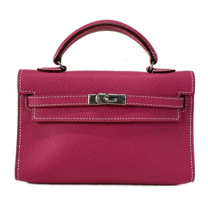 Hermes Handbag Tiny Kelly Rose Tillian Outside Stitching/silver Hardware