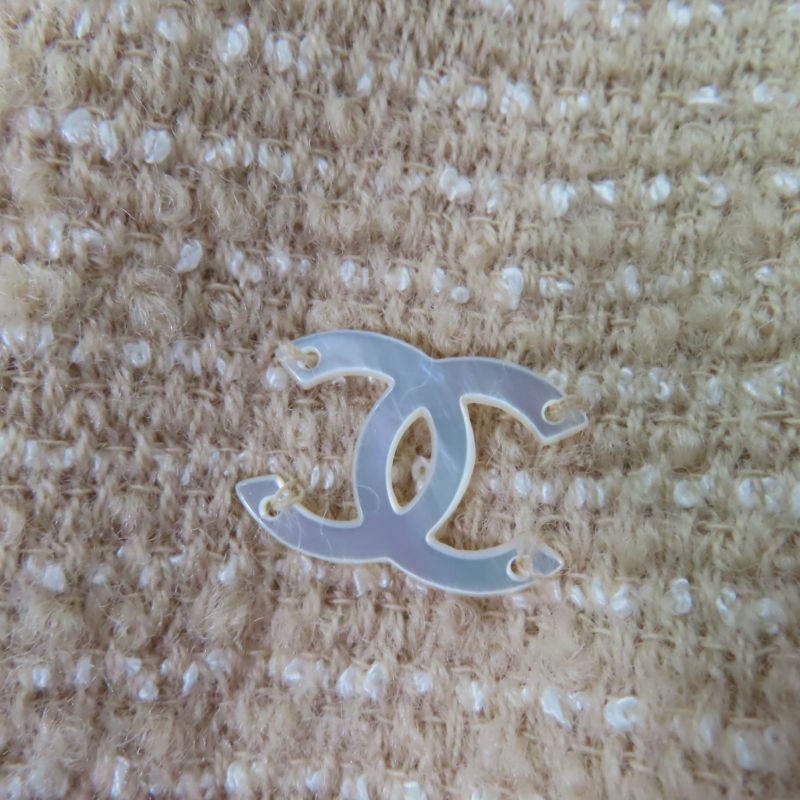 CHANEL Vintage 02C P18870v10901 Coco Mark Tweed Jacket And Skirt Setup Beige 38