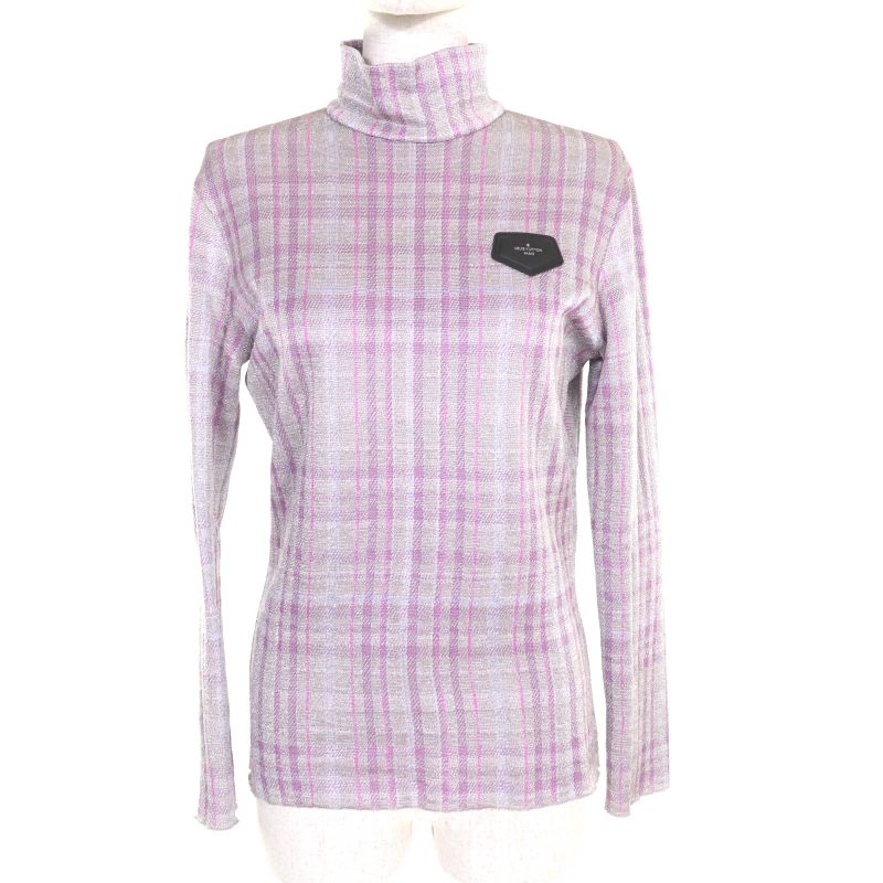 Louis Vuitton Fhkl56snw Silk Blend Leather With Logo Patch Lame Checked High