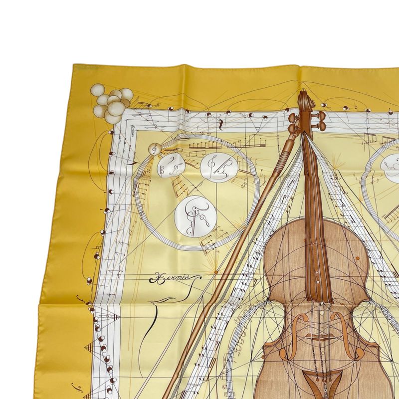 Hermes Scarf Silk Carre 90 Music Of The Spheres La Musique Des Spheres Yellow
