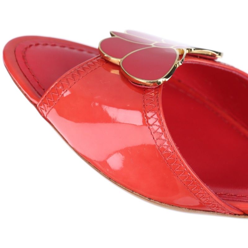 Louis Vuitton 08 Butterfly V Mark Patent Leather Mules Women's 35 Bl0048 Red