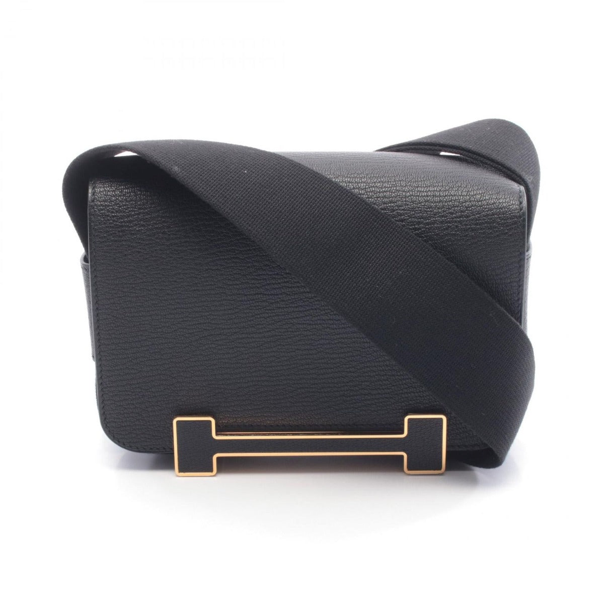 Hermes Shoulder Bag Geta Black Leather