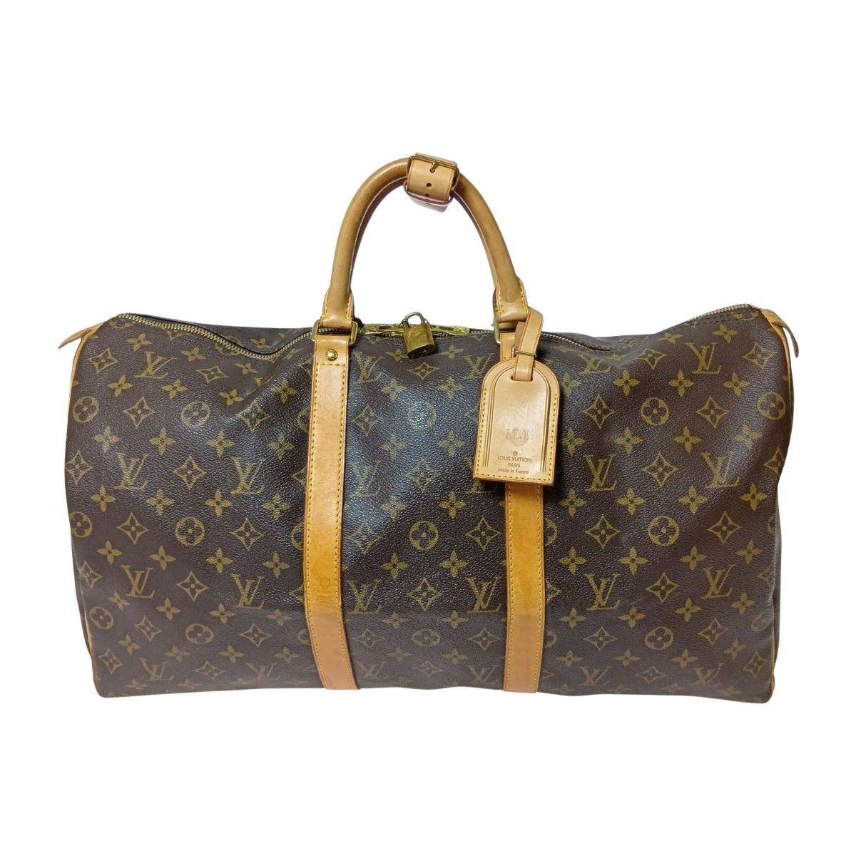 Louis Vuitton Monogram Keepall 50 Boston Bag Brown Key Missing