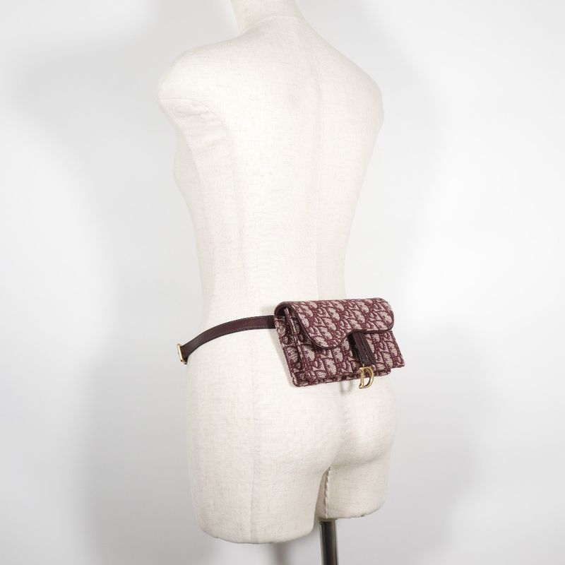 Dior Christian Dior Saddle Trotter 2WAY Clutch Canvas Bordeaux Women's Waist Bag