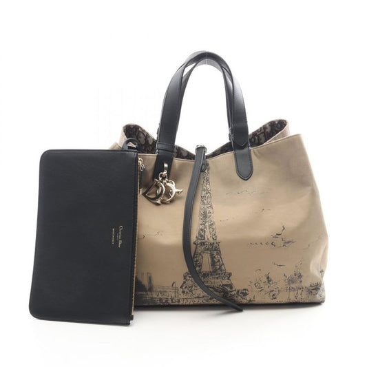 Dior Toujours Oblique Large Beige Dark Brown Canvas Leather