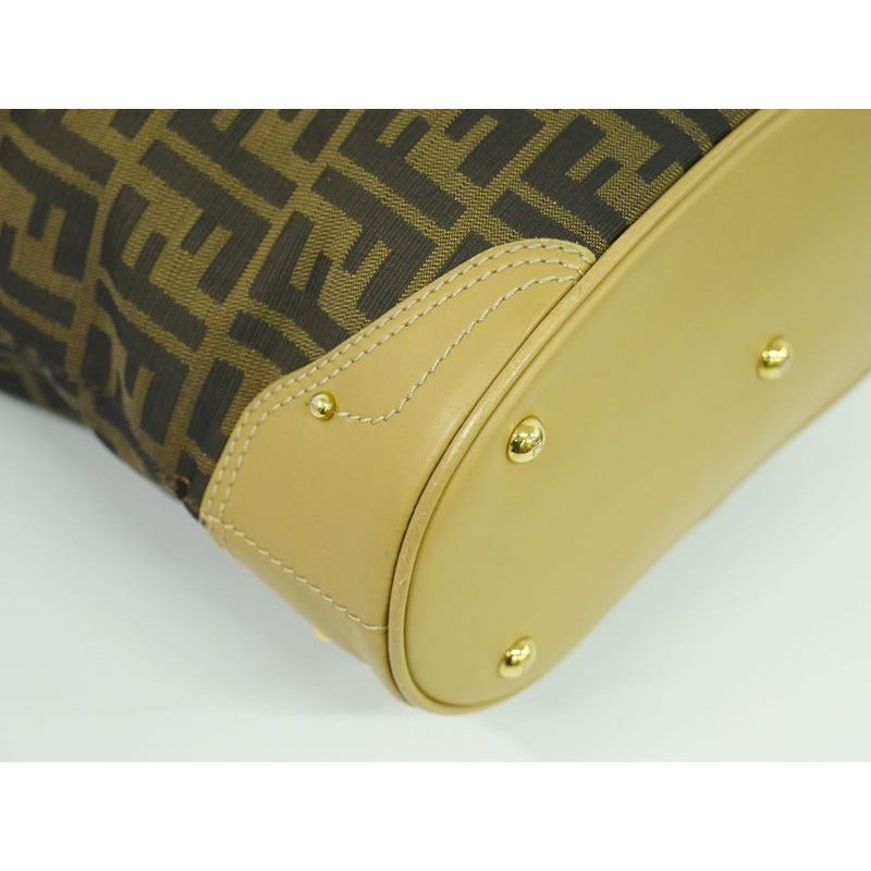 Fendi Zucca Bucket Tote Handbag Canvas Brown 8 Bh091 Bag — view 4