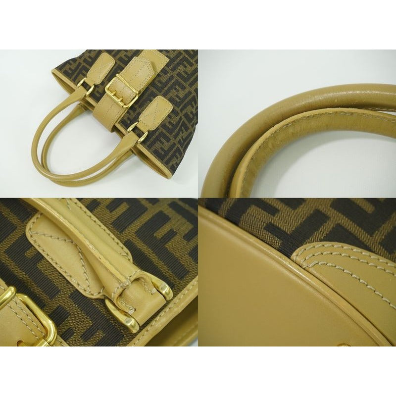 Fendi Zucca Bucket Tote Handbag Canvas Brown 8 Bh091 Bag — view 6