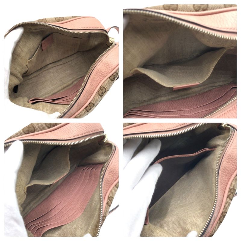 Gucci GG Pattern Pink Beige Brown GG Canvas/leather 449413 Shoulder Bag