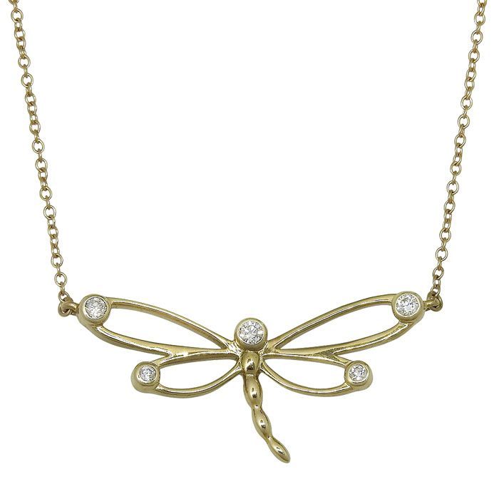 Tiffany & Co Dragonfly Diamond Necklace 18K Yellow Gold 750 Yellow Gold Diamond