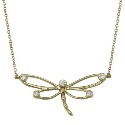 Tiffany & Co Dragonfly Diamond Necklace 18K Yellow Gold 750 Yellow Gold Diamond