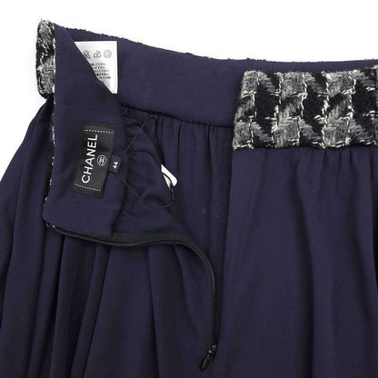 Chanel Tweed Combination Rayon Skirt P54588v41169 Navy 44