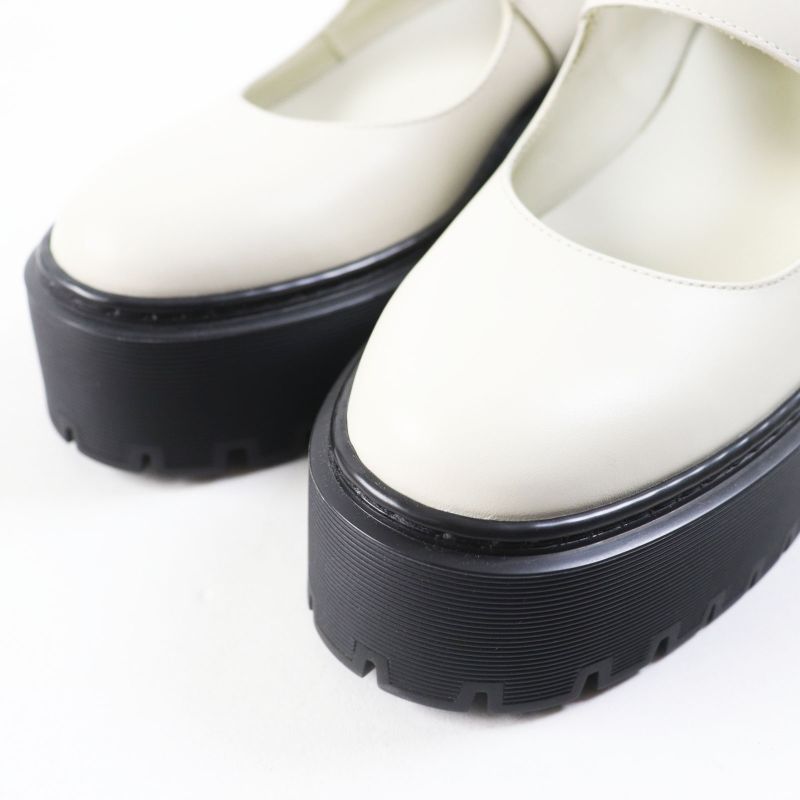 Hermes Hoxton H Cadenas Leather Oxford Shoes Mary Jane Shoes Ivory Black 35.5
