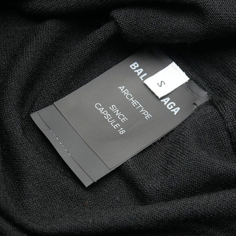 Balenciaga Back Logo Crew Neck Knit 534419 Size S Black