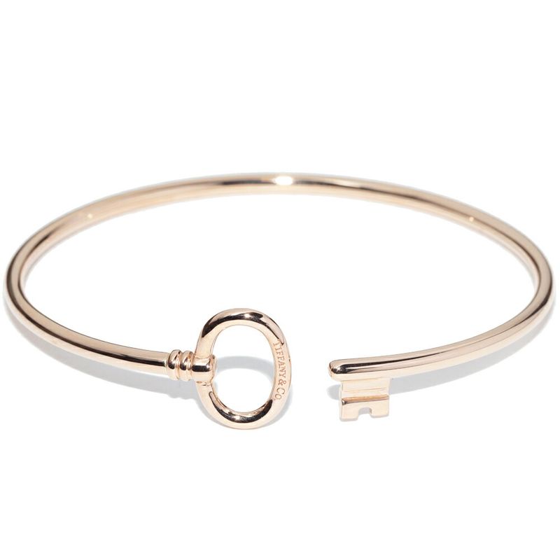 Tiffany & Co Bracelet Bangle 18K Pink Gold Oval Key Wire Bracelet