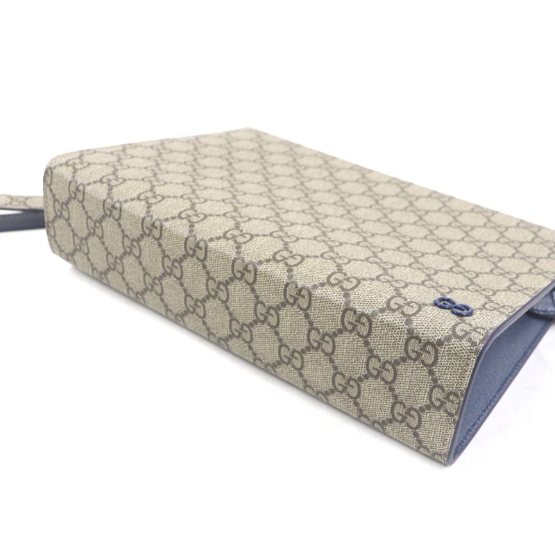 Gucci 768255 GG Supreme Logo Hardware Bicolor Leather Use Small Pouch Clutch