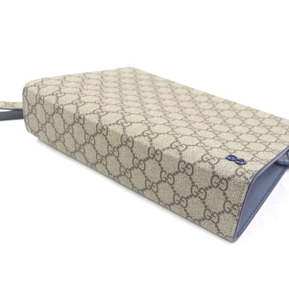 Gucci 768255 GG Supreme Logo Hardware Bicolor Leather Use Small Pouch Clutch