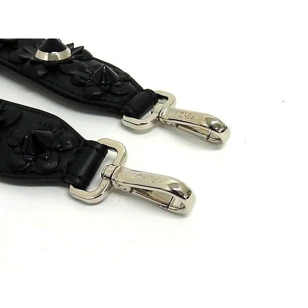 Fendi Strap Leather Flower Bag Shoulder Black — view 3