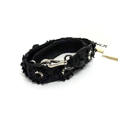 Fendi Strap Leather Flower Bag Shoulder Black