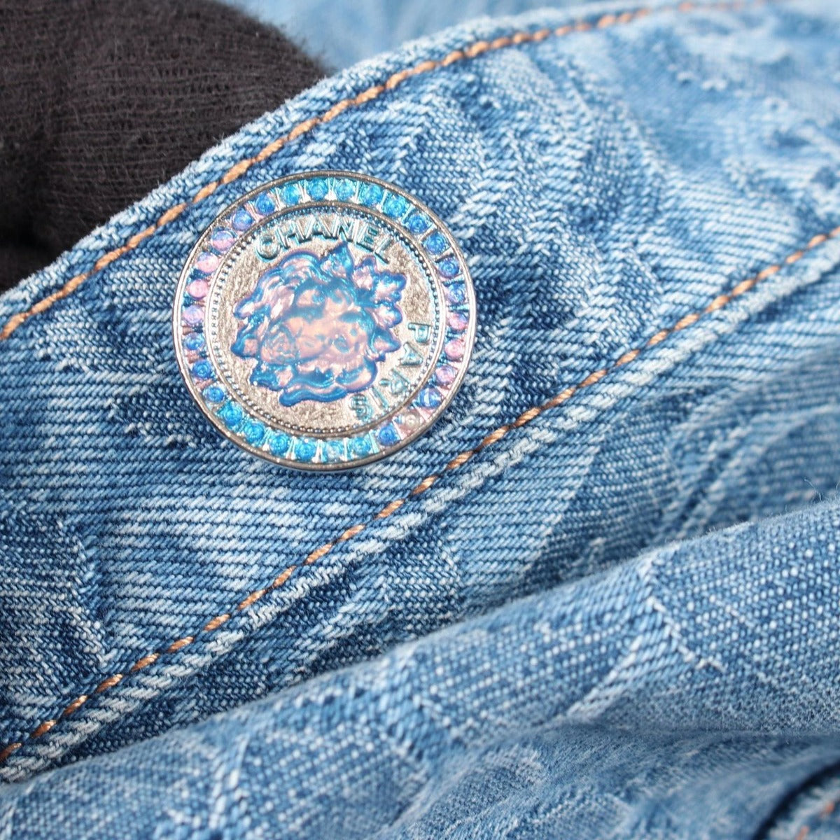 Chanel Dress Lion Button Camellia Cotton — view 7