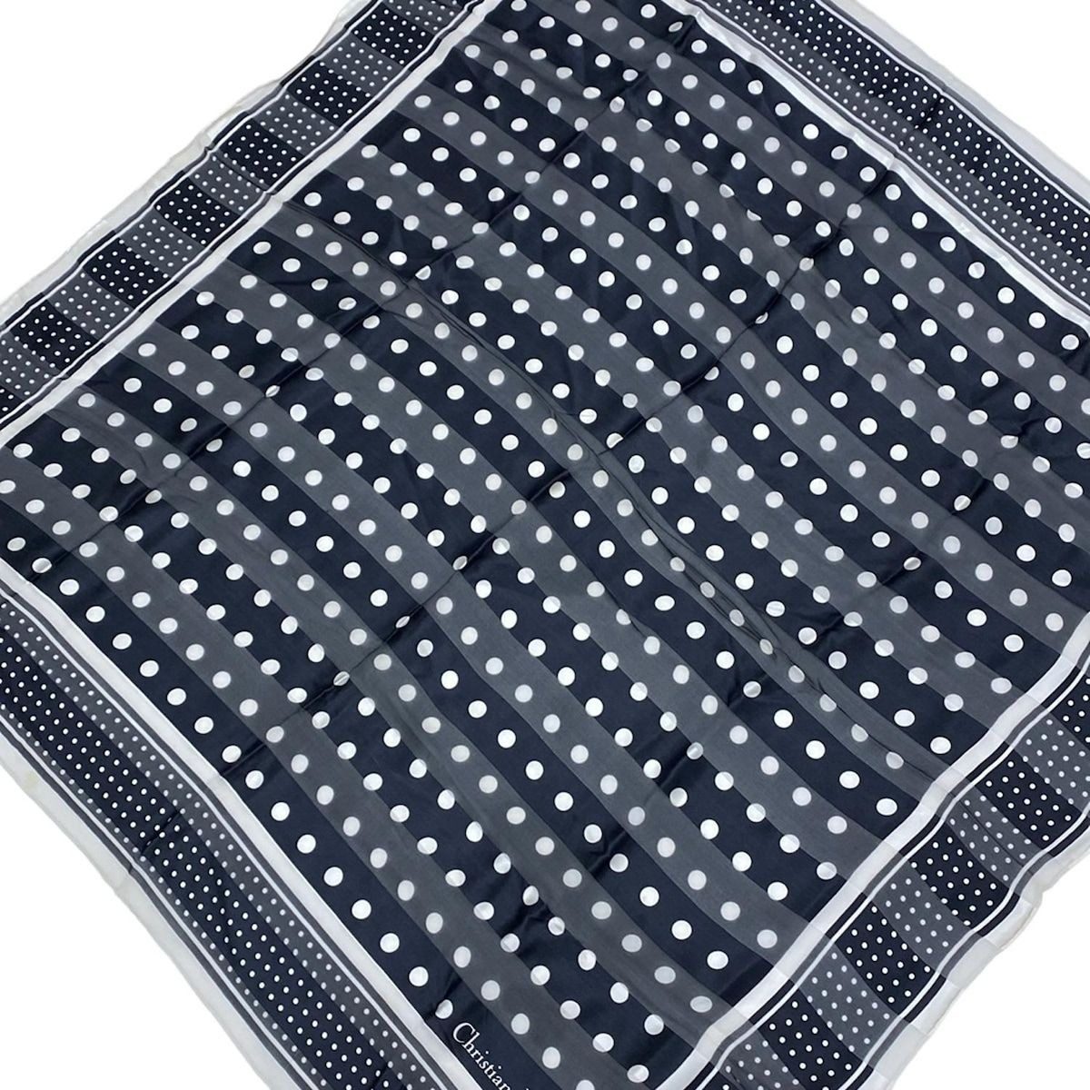Dior Scarf Black White Dot Pattern Border Sheath
