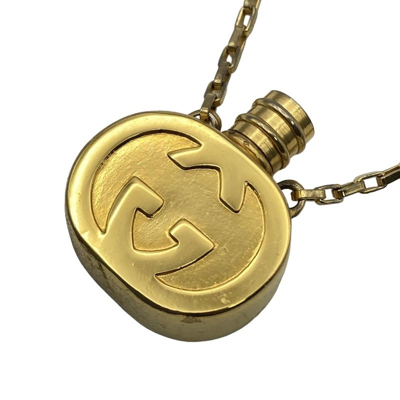 Gucci Necklace Interlocking G Gold And Black Perfume Bottle/not Openable
