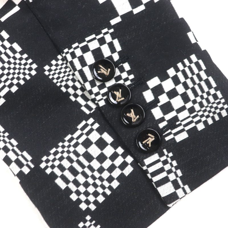  Louis Vuitton Hkb90w Damier Hooded Zip-up Jacket Black White 44 Made In Italy