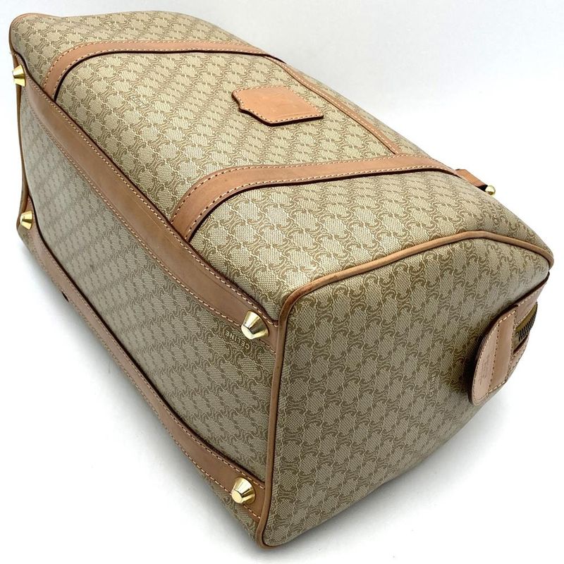 Celine M14 Handbag Mini Boston Macadam PVC Leather Beige Travel Vintage Ladies