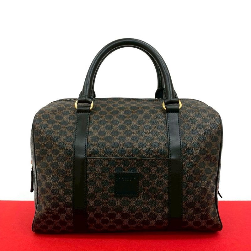 Celine Macadam Blason Vintage Triomphe Pattern Leather Handbag Mini Boston Bag