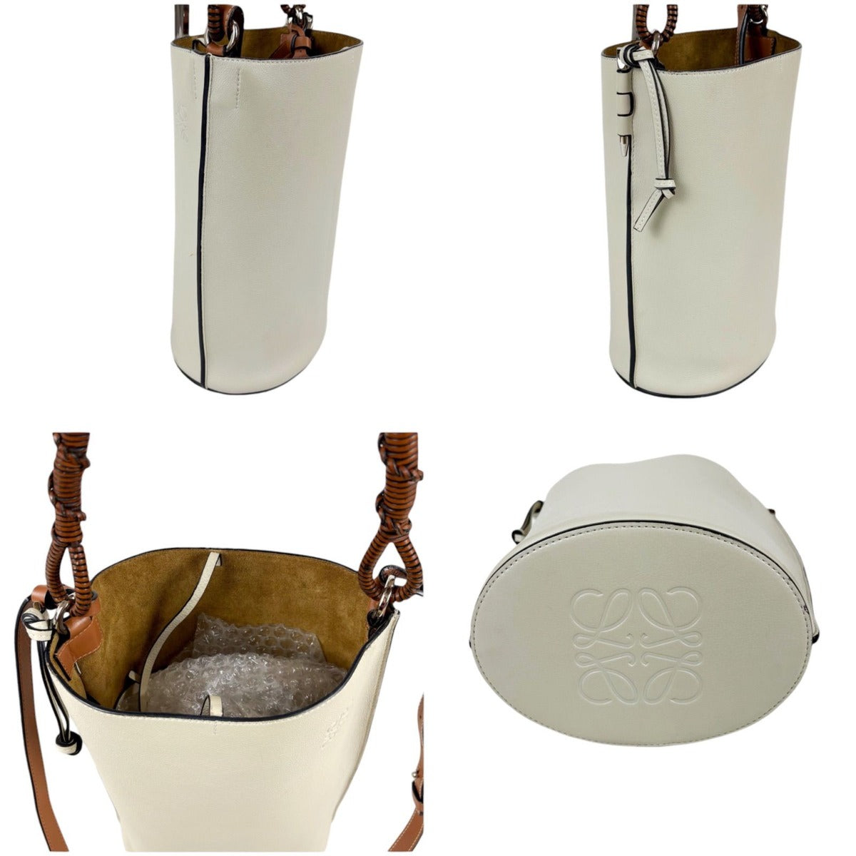 Loewe Gate Bucket Shoulder Bag Shape 2-Way White Leather Anagram — view 4