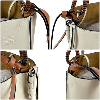 Loewe Gate Bucket Shoulder Bag Shape 2-Way White Leather Anagram — view 5