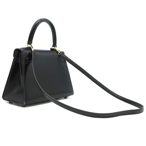 Hermes 2way Bag Mini Kerry Doe Outer Stitch Box Calf Black Gold Hardware Black