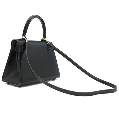 Hermes 2way Bag Mini Kerry Doe Outer Stitch Box Calf Black Gold Hardware Black