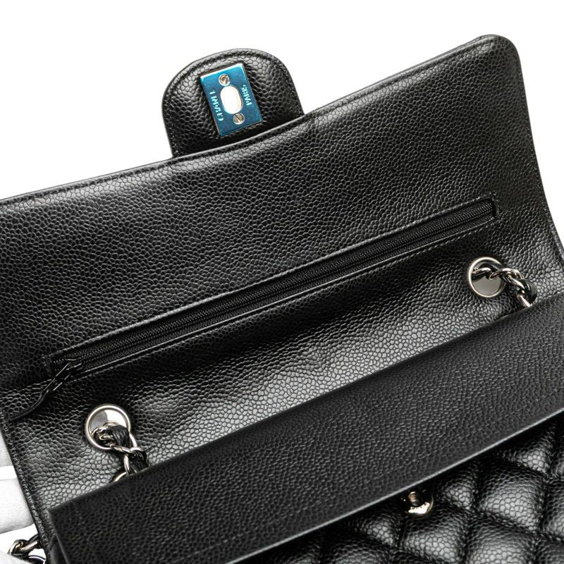 Chanel Matelasse Coco Mark W Flap Chain Shoulder Bag Handbag Black Silver