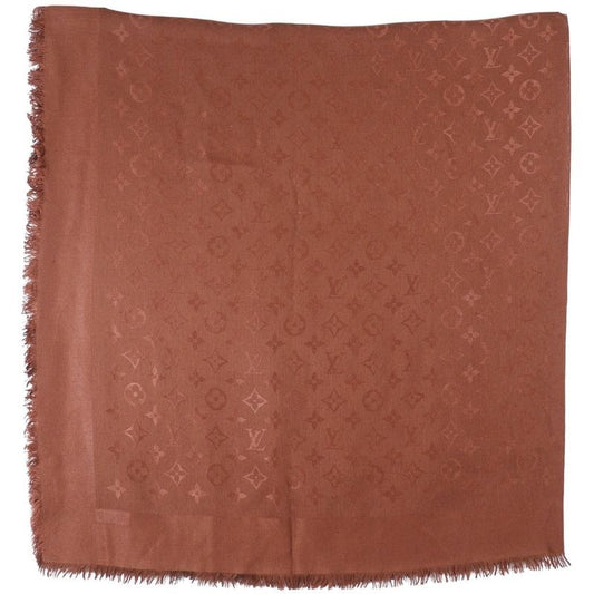 Louis Vuitton Monogram Silk Wool Brown Shawl