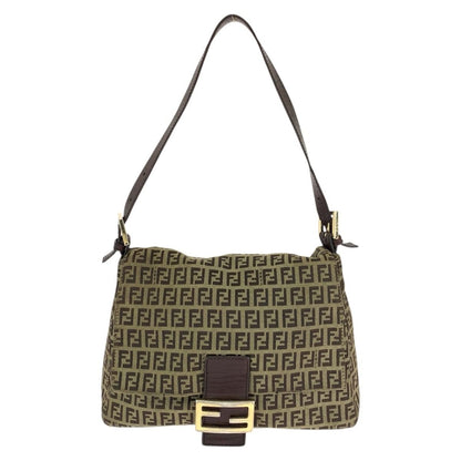 Fendi Vintage Zucchino Mamma Bucket Brown Canvas Leather Shoulder Bag