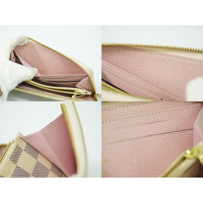 Louis Vuitton LV Portefeuille Clemence Damier Azur Wallet White Gray — view 8