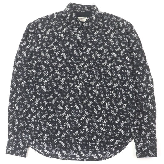 Saint Laurent Paris 2019 100% Silk Motorcycle Total Long Sleeve