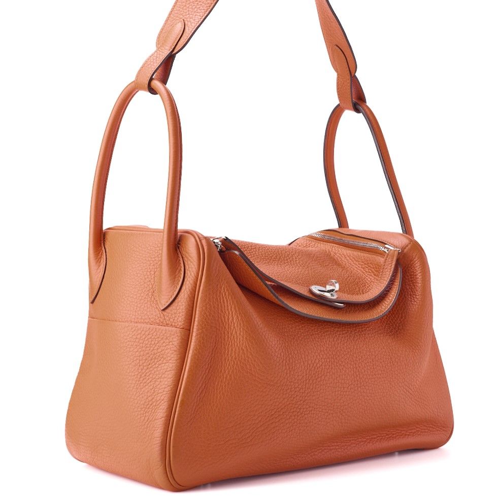 Hermes Lindy 34 Shoulder Bag Taurillon Clemence Orange Poppy Orange Poppy