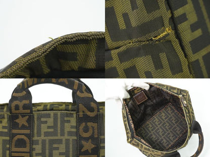 Authentic Fendi Zucca Tote Handbag Canvas Brown 26525 Zucca Bag Pre-owned
