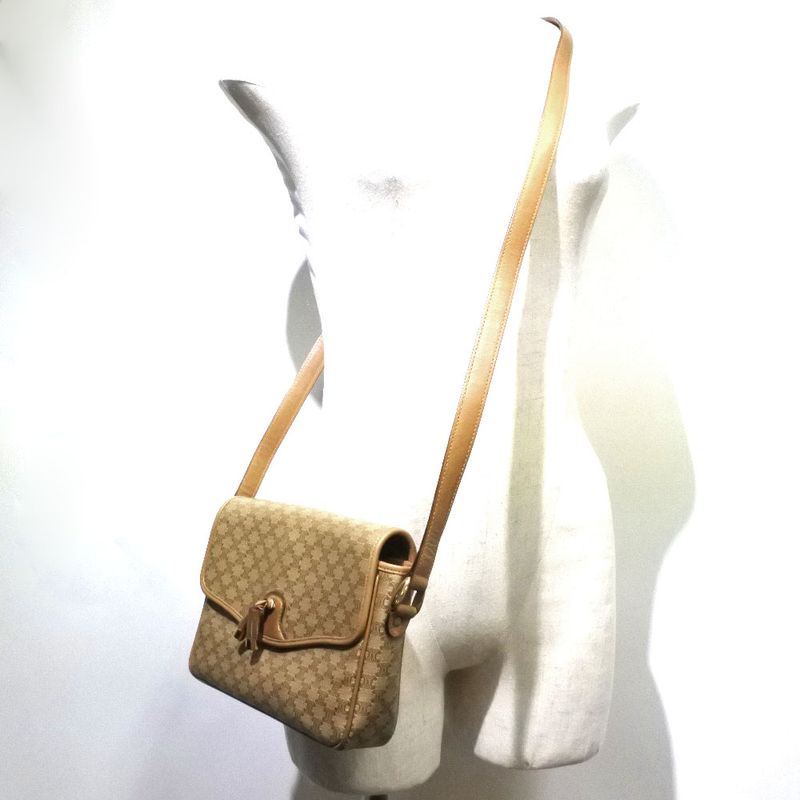 Celine Old Celine Macadam Pattern PVC Beige Ladies Shoulder Bag