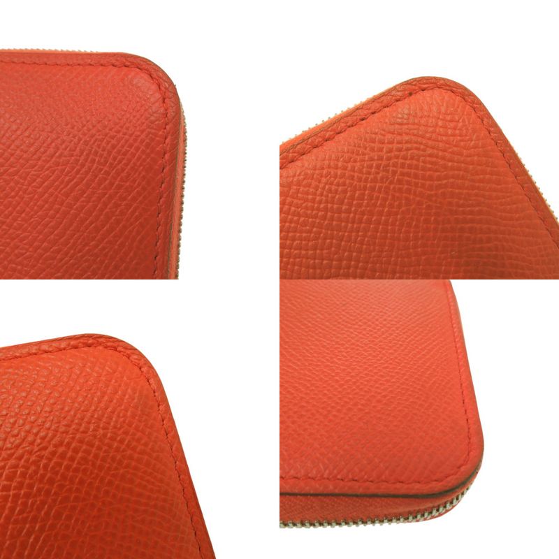 Hermes Azap Compact Silk Quinn Coin Case X TS 011 AU Leather Orange 0097 Hermes