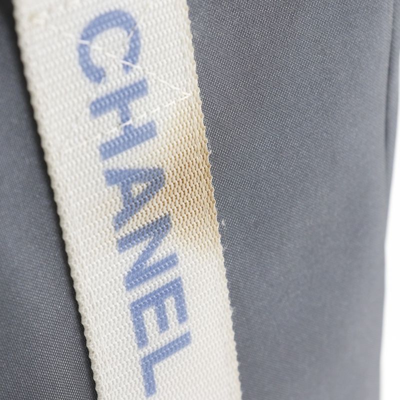 Chanel Logo Sport Line Nylon Gray Ladies Tote Bag