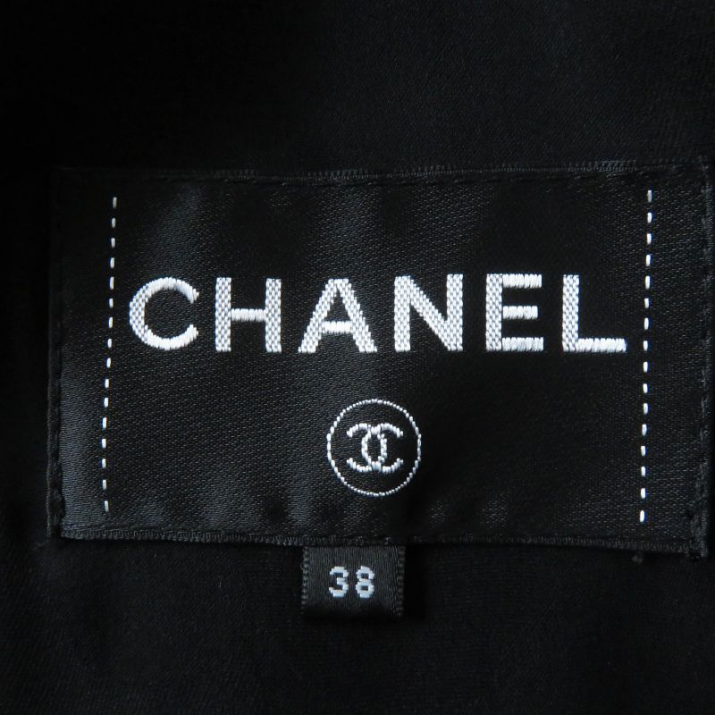 CHANEL 22B P73309 Silk-blend Coco Button Tweed Switch Velvet Coat Black Pink 38