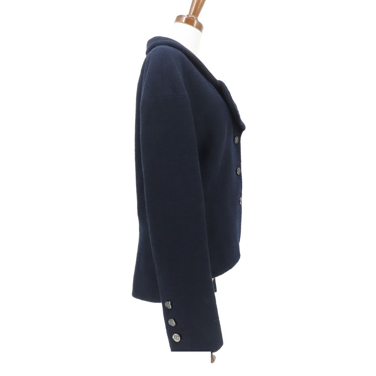 Chanel Tweed Jacket Navy Wool Coco Buttons — view 3