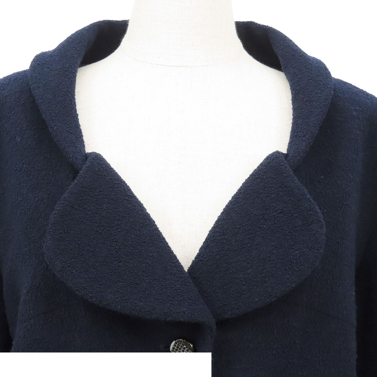 Chanel Tweed Jacket Navy Wool Coco Buttons — view 4